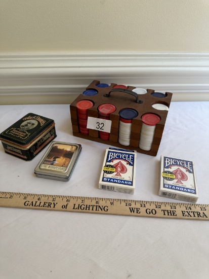 Box Lot/Poker Chips and Playing Cards
