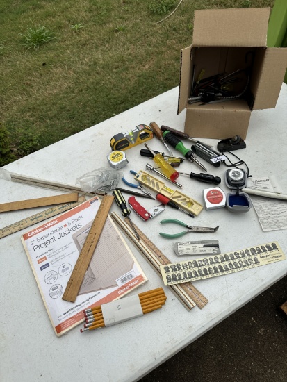 Box Lot/Gossen Pilot Light Meter, Misc Tools, Rulers, ETC