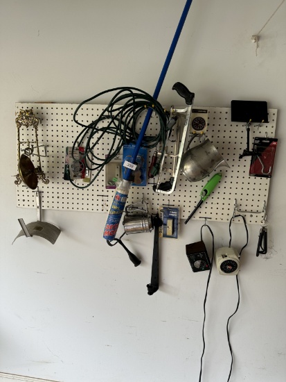 Box Lot/All Items On Wall, Peg Board Hooks, Timers, Mop, ETC (Local Pick Up Only)