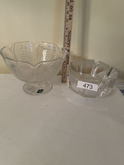 Vintage Shannon Crystal Cut Glass & Glass Bowl
