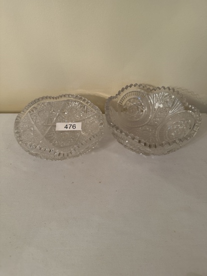 Vintage Scalloped Heavy Cut Glass Serving Bowls (Crystal?)