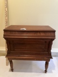Vintage Solid Wood Sewing Cabinet with Misc Sewing Material (Local Pick Up Only)