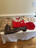 Box Lot/Vintage Kids Clothes, Hats, Scarfs (Some Seem Hand Made)