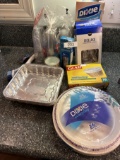 Box Lot/Dixie Plates, Plastic Flatware, Cups, ETC
