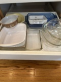 Drawer Full/Mixing Bowls, Caserole Pans (PYREX, Corning Ware, ETC