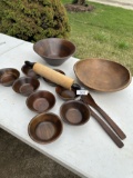 Box Lot/Real Walnut Wood Bowls, Vermillion Walnut, Rolling Pin, ETC