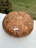Vintage Hand Made Leather Moroccan Pouf