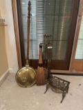 Box Lot/Vintage Items, Bed Warmer, Fireplace Tools, ETC