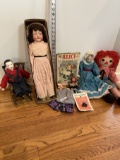 Box Lot/Antique & Vinage Dolls, Alice in Wonderland Book, ETC