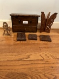 Vintage Carved Box, Carved Wooden Trivets, ETC