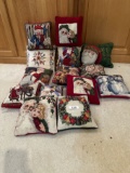 Box Lot/Needlepoint Holiday Pillows