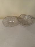Vintage Scalloped Heavy Cut Glass Serving Bowls (Crystal?)