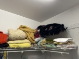 Shelf Full of Sheets, Linens, Blankets, ETC