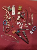 Box Lot/Jewelry (Some Old Pieces, Clip Ons, ETC)
