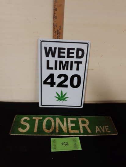 Metal Signs Weed Limit 420, Stoner Ave
