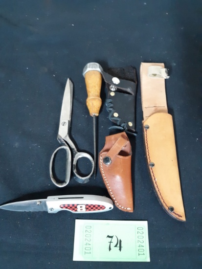Earnhardt Knife, Ice Pick, Scissors, Sheaths