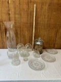 Box Lot/Glass Vases, Cannister, Plates, ETC