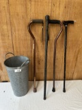 Nice Décor Bucket with 4 Walking Canes