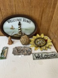 Box Lot/Welcome Décor Pieces, Thermometer, ETC