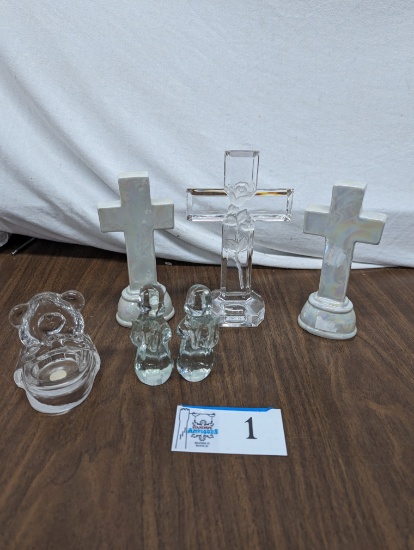 Religious Lot, glass and ceramic décor