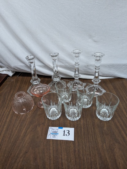 Glass Lot, Candle holders, rocks glasses