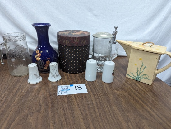 Salt and pepper, pitcher, box, vase, etc