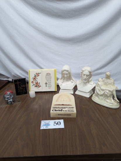 Religious Lot, Statues, Busts, Candle Holders