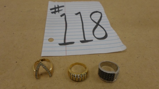 fashion rings, lot of 3 with stones