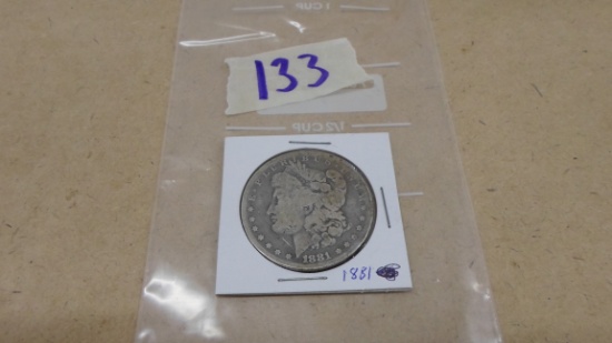 morgan dollar, silver coin 1881-P