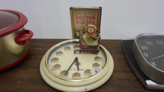boston red sox items, clock, stadium display and dvd