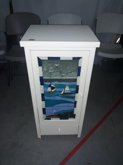 Stained Glass Kitchen Storage Cabinet, 37 tall x 17 wide