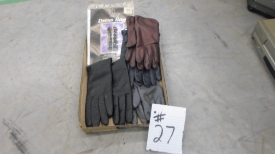 gloves and dress bag, various sets of leather gloves and a new dress bag