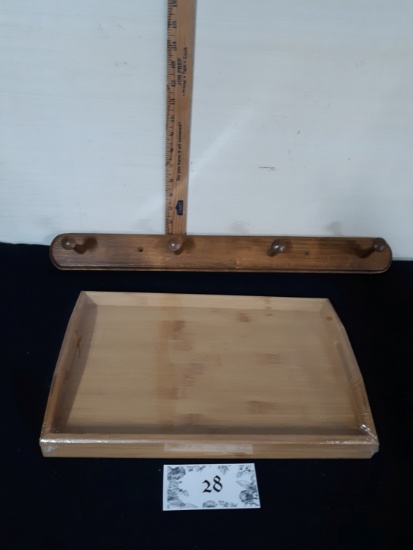 Wooden Serving Tray and Wooden Coat Rack