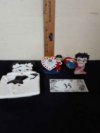 Betty Boop Lot, Tray,  Clock, and Picture Frame