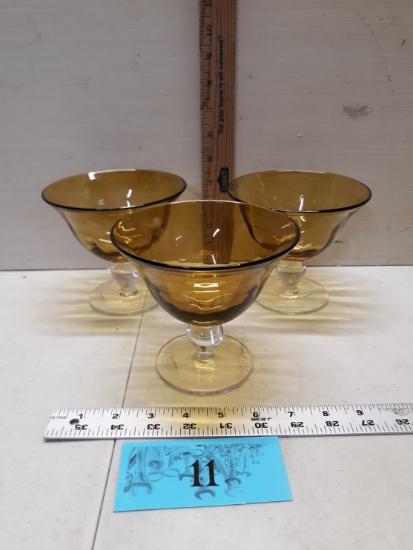 Vintage Amber Glass Dessert/Sherbet Dishes