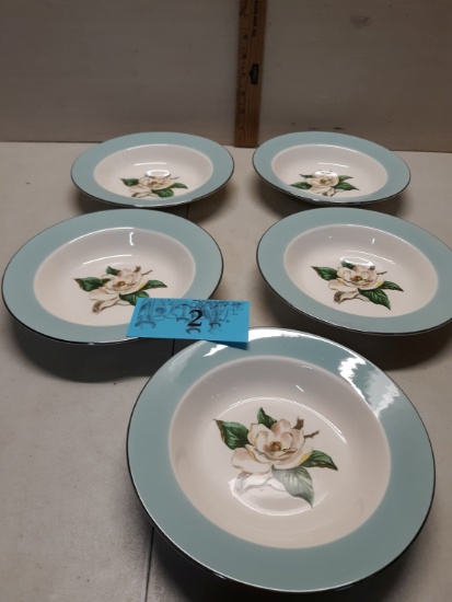 Vintage Lifetime China Co Semi-Virtreous, Turquoise Bowls