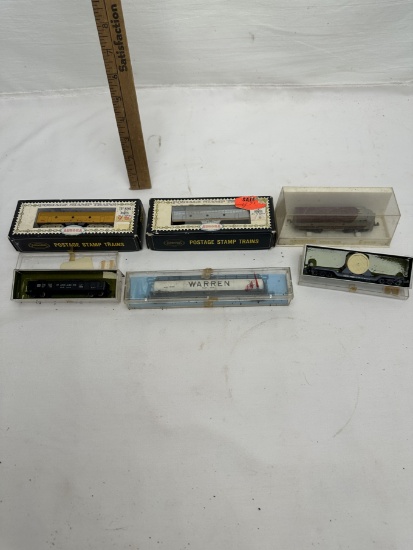 (6) Vintage Postage Stamp Trains