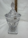 Nice Heavy Glass (Crystal?) Lidded Candy Dish