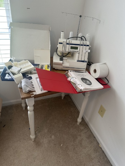 NICE Husqvarna Viking Serger Sewing Machine with Accessories and Table