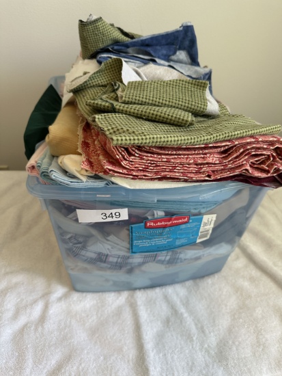 Rubbermaid Tote Full of Misc Lengths of Fabric/Cloth