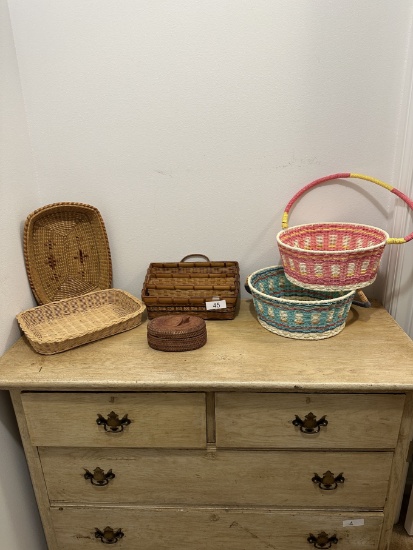 Box Lot/Misc Décor Baskets and Wooden Boxes, ETC
