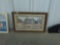 signed print, farm scene framed and matted 14x22 artist last name is freeman