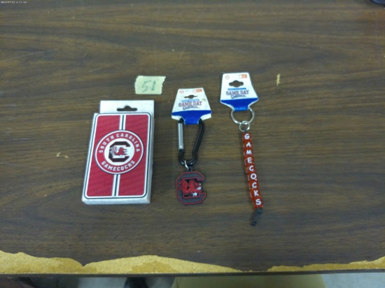 USC Collectibles, nice pack of gamecocks playing cards and two new gameday outfiters keychains