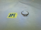 engagement ring, sterling with large clear stones size 10