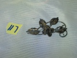 sterling brooch, vintage floral design 3in long 14.3g