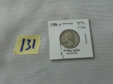 silver quarter, 1934 P in card