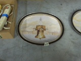 liberty bell tray, metal limited edition tray by sunshine biscuits from 1985 14in long