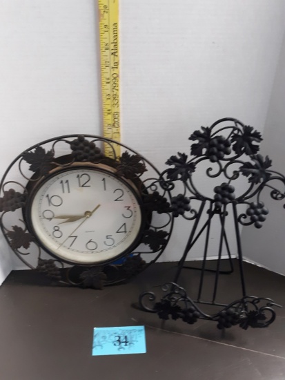 Metal Clock and Easel