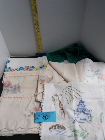 Linen Lot, embroidered