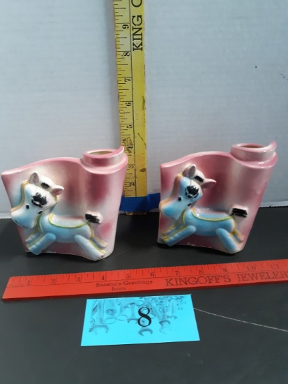 Vintage Pink Horse Vases, numbered 6841